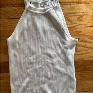 Prana White Ribbed Tank Top